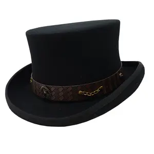 Top Hat with Leather Band and Chain | Victorian Style Steampunk