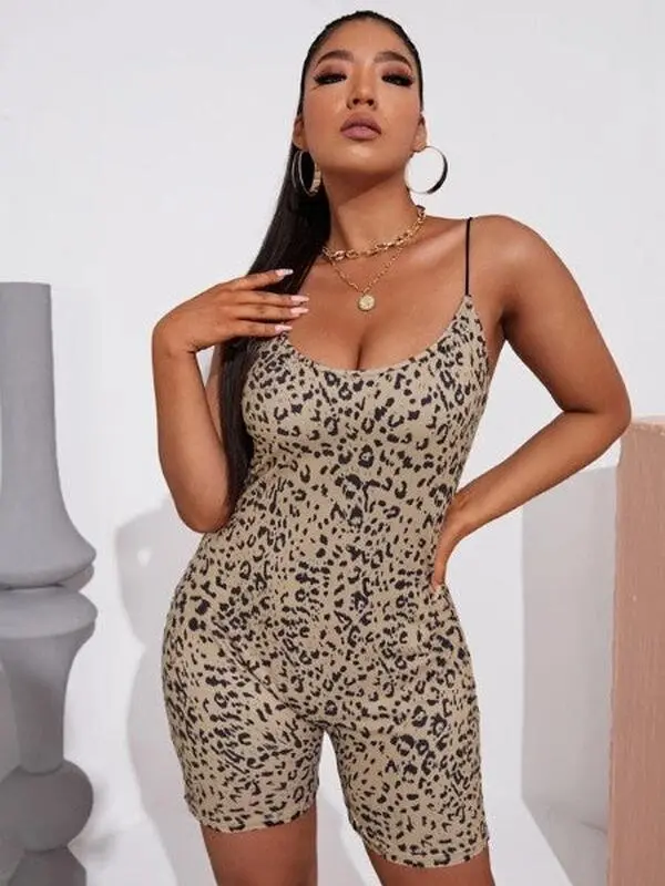 Sheila Leopard Unitard Romper