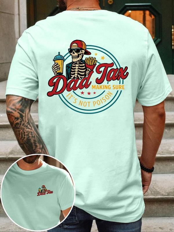 Men's Regular Fit Skeleton Print Round Neck Tee, Casual Short Sleeve Crew Neck T-shirt for Summer, Fashion Men's Top for Daily Wear, Tropical