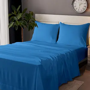 Microfiber Bed Sheet Set, Ultra-Soft and Durable, Wrinkle, Fade, Stain Resistant, Deep Pocket Fitted Sheet, Royal Blue