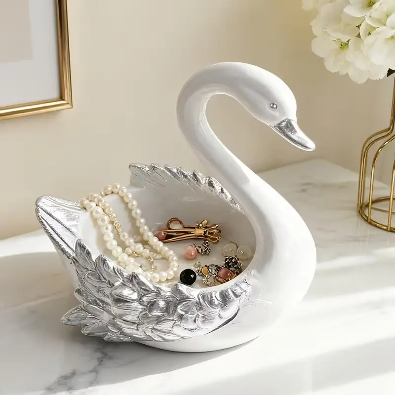 Elegant Swan Resin Storage Tray, Stylish Home Decor, Modern Home Decoration, Swan Home Decoration for Entryway, Living Room, Office, Indoor Outdoor Use, Durable Resin Material, Living Room Accessories