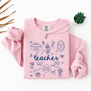 Teacher Sweatshirt, Comfort Colors Teacher Crewneck, Cottagecore Teach Shirt, Floral Teacher Sweater, Teaching Appreciation Gift