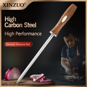 XINZUO Premium Sharpening Rod,8.8-inch High-carbon Steel Sharpening Rod With a North American Black Walnut Handle, Innovative Design, Kitchen Accessory, Ideal Gift