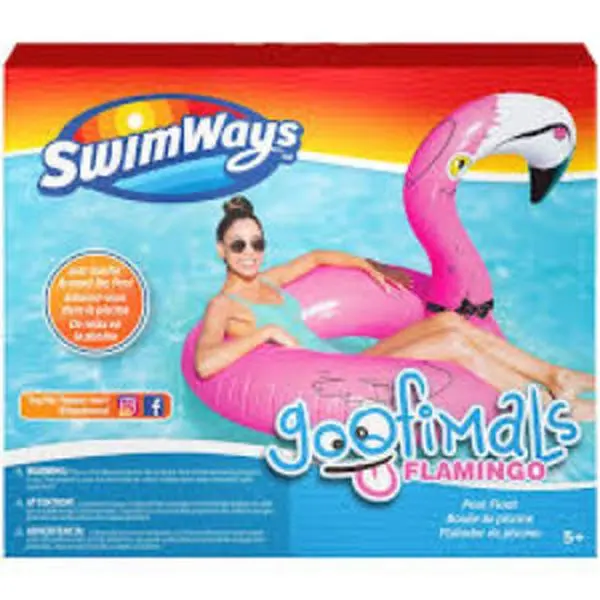SwimWays Goofimals Flamingo Inflatable Swim Ring for Kids, Soft and Flexible Design, Ideal for Indoor and Outdoor Fun