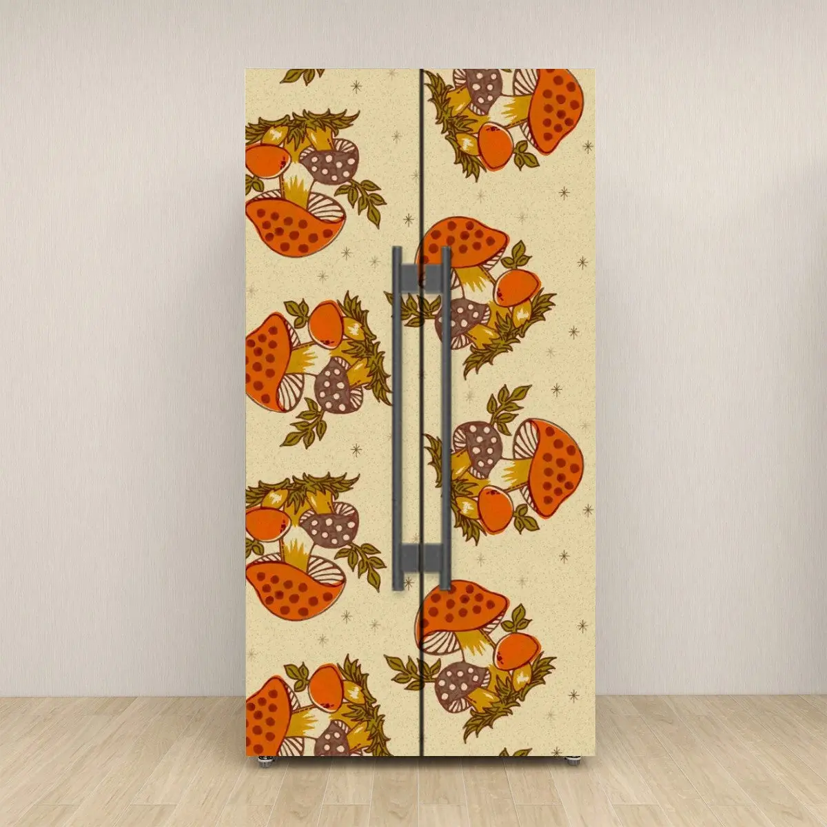 70s Merry Mushroom Sears Mushroom Groovy Retro Self Adhesive Refrigerator Wrap Set