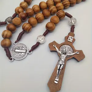 1 Vintage Style Brown Wooden Beads Christian Prayer Beads - Elegant Wooden Cross, Designed as Jesus Christ, Perfect Peace and Blessing Accessories, Wooden Prayer Beads |     Vintage Style Beads |     Durable Wooden Cross, Christian Accessory