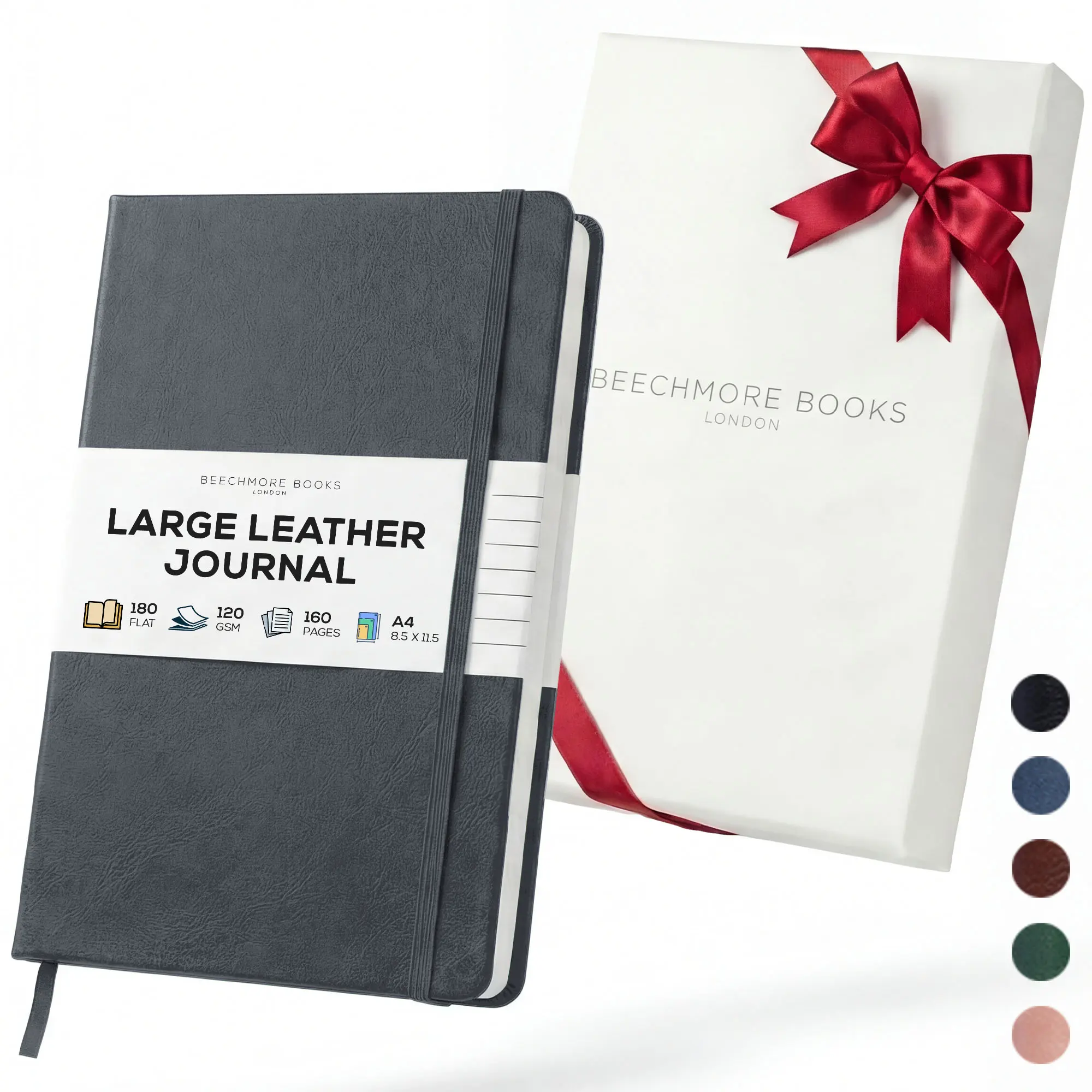 Beechmore Books Large Lined Journal Notebook, 8.5" x 11.5" (A4) Hardcover Vegan Leather Executive Diary for Work, Thick 120gsm Paper, Lay-Flat Binding, Gift Box