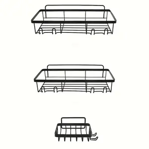 3 Pack Shower Caddy, Bathroom Organizer Adhesive Shower Shelf, Rustproof Shower Shelves, No Drilling Required, Shower Organizer Perfect For Holding Shampoo, Soap And More