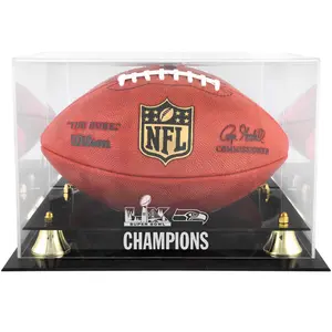 Seattle Seahawks Super Bowl LX Champions Golden Classic Football Logo Display Case
