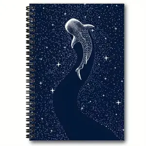 Whale Shark Sermon Notes Notebook, Deep Sea Starry Sky Design, Metal Dual Coil Binding, 360° Flip, Flat Writing Surface