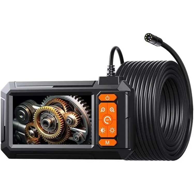 Digital Camera Borescope, Endoscope Camera with 4.3" IPS 1920P HD Screen, 16.4FT Long with 8 LED Lights 8MM Semi-Rigid Cord Waterproof Bore Scope
