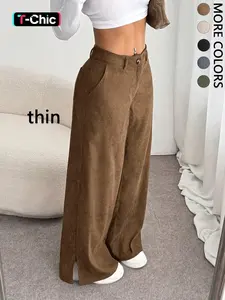 Women's Casual Pants Vintage High-End Split Wide Leg Loose Fit Corduroy Long Pants Womenswear, Comfortable and Stylish, Aesthetic, Perfect for Daily Wear Spring Valentine's Day, Casual Loose Baggy