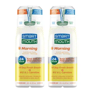 SmartMouth Advanced Liposomal Morning Mouthwash - All-Day Fresh Breath - Vitamin B12 & L-Carnitine - Dual-Solution Zinc-Activated Morning Mouthwash - Invigorating Mint Flavor - 16 fl oz Each, 2-Pack