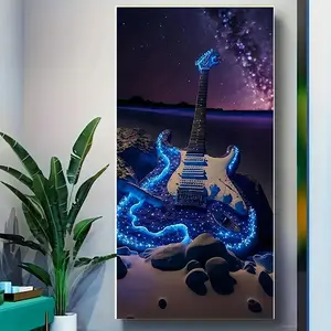 Guitar Pattern DIY Diamond Arts Colorful Painting Kit without Frame, DIY 5D Diamond Arts Colorful Painting Kit, Wall Art Decor for Home Living Room Bedroom