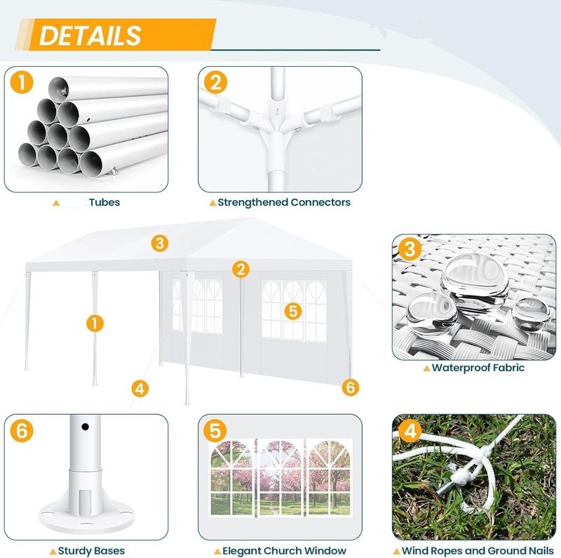 10X20/30 FT Canopy Tent, Outdoor Event Gazebo with Removable Sidewalls, Waterproof Gazebo Shelter for for Receptions, Party, Wedding, Corporate Events