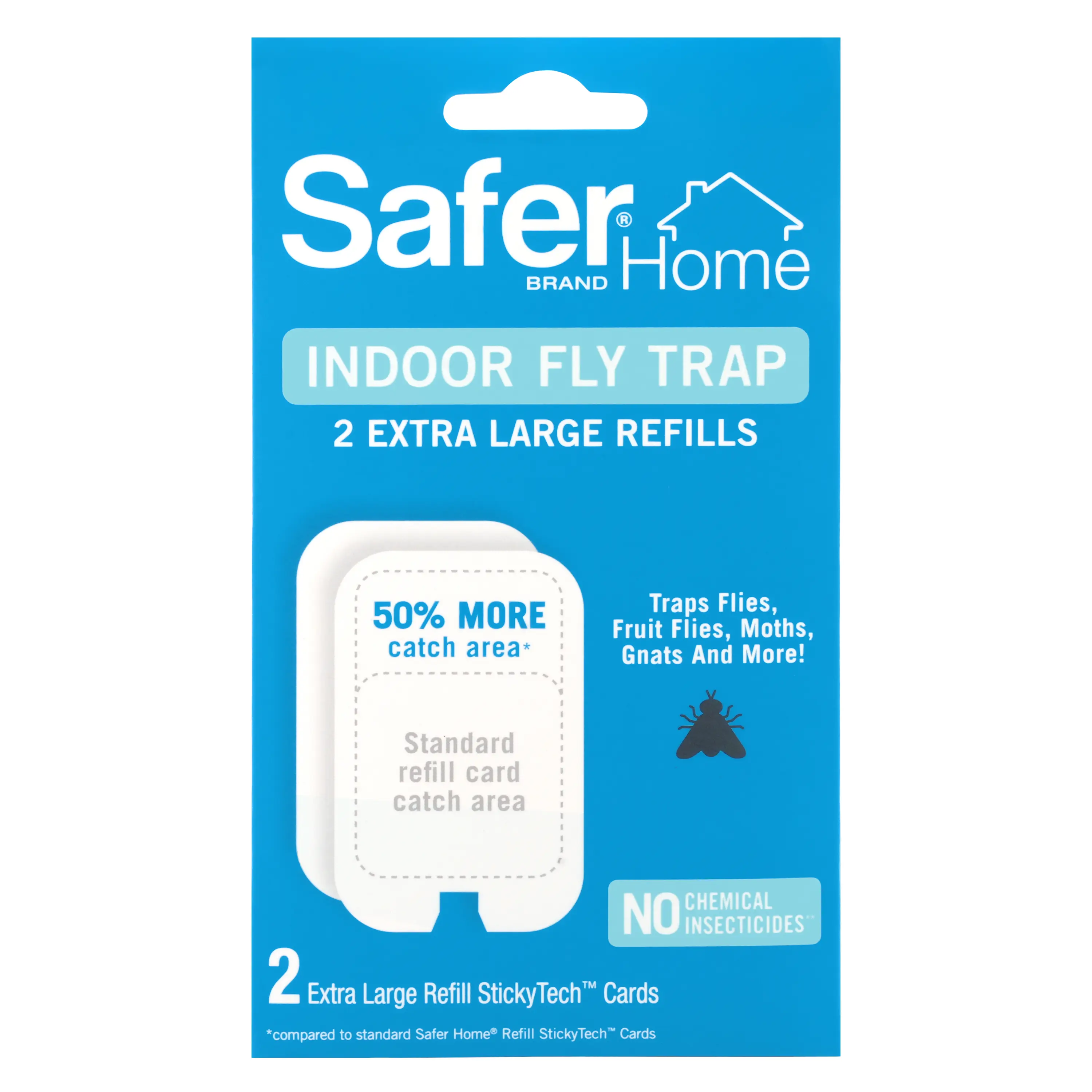 Safer Home Extra Large Glue Card Refill Pack for Indoor Fly Trap - Indoor Insect Control, Chemical-Free, StickyTech Technology, High-Capacity Coverage, Official Refills, 2 Count, Large Area Coverage