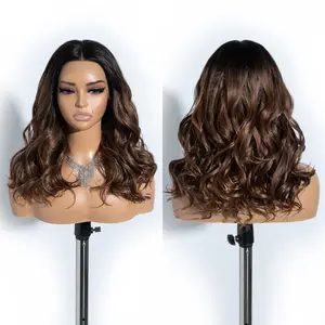 Style Icon 18 Inch Lace Wig Short Wavy Wig 5” Deeper Middle Part Lace Wig Natural Hair Synthetic Wig For Women