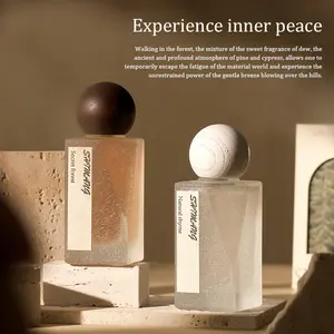 Rectangular Frosted Glass Perfume Bottle–72H Long Lasting Natural Forest-Inspired Fragrance with Pine & Dewy Freshness |Spherical Wooden Cap Elegant Woody Floral perfume natura for Women | Perfume para mujer Gift for Her Long-Lasting Arabian Women's Perf