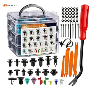 Car Retainer Clips Kit with 5 Removal Tools, 23 Sizes Universal Auto Push Pin Rivets Set for Ford, Toyota, Honda, GM - Car Body Trim Panel Fastener Assortment with Storage Case