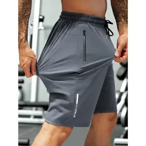 Men's High Stretch Summer Casual Shorts, Elastic Drawstring Waist Sports Shorts with Zipper Pockets, Breathable Soft Fitness Outdoor Leisure Workout Shorts