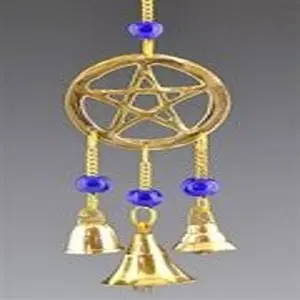 Pentacle Brass Chime With Beads 9Long