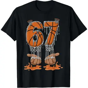Basketball 67 Six Seven Funny Gen Alpha Meme Drip T-Shirt
