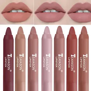 6pcs Velvet Matte Lipstick Pencil Set, Shimmer Rotatable Easy Apply, Valentine's Day Lipstick Pen Kit, Perfect Gift for Her