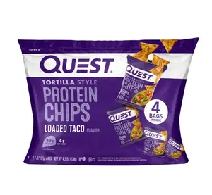 Quest Nutrition, Tortilla Style Protein Chips, Low Carb, High Protein, Loaded Taco, 4.5 oz, 4 Ct Crunchy Snack