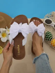 Trendy Bowknot Design Women Sandals Summer 2026 New Outdoor Soft Sole Comfortable Vacation Beach Slippers, Ideal for Casual Wear & Relaxing Days