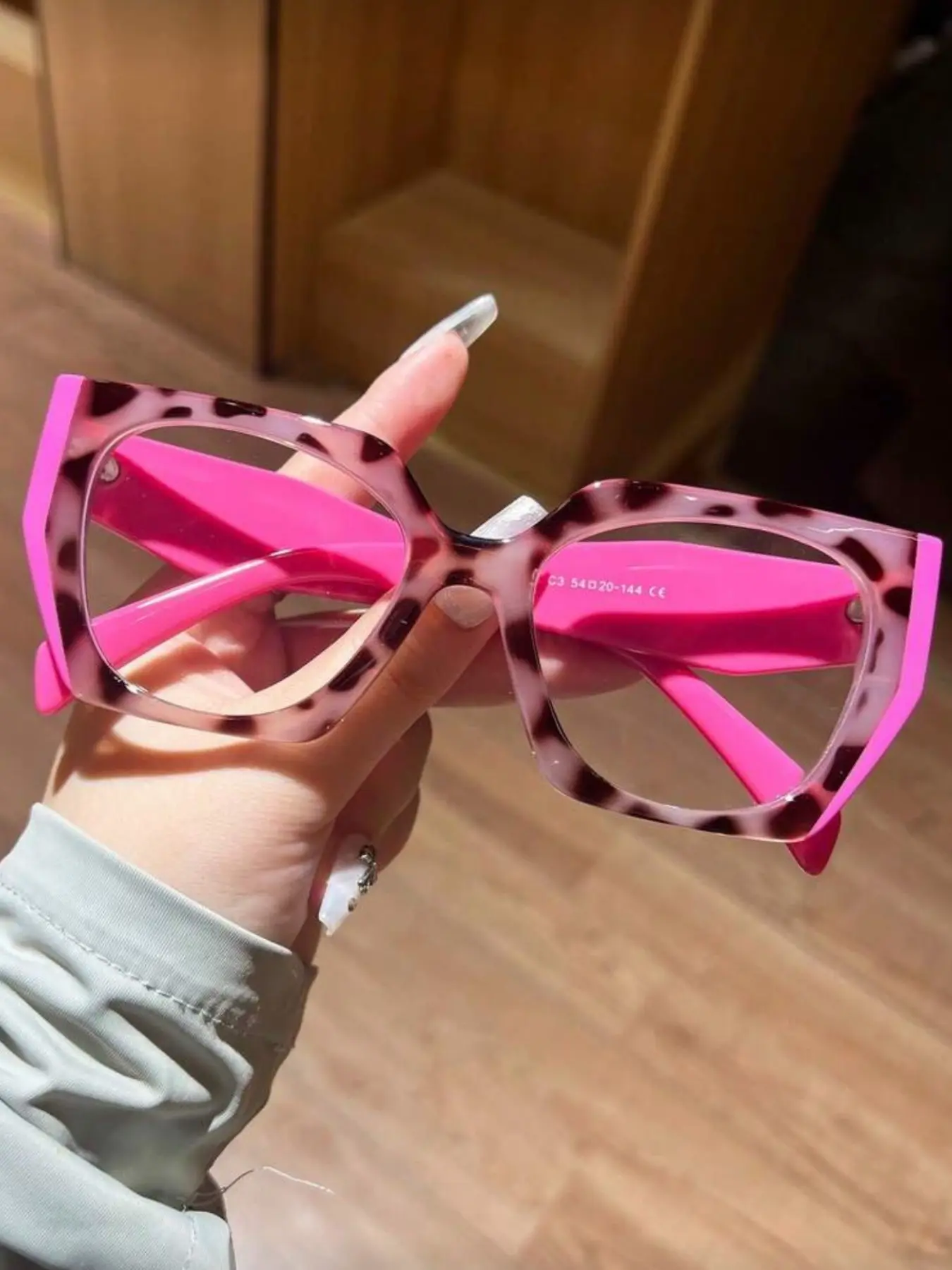 Women's Fashion Non-Prescription Glasses, Thick Frame Color Block Design, Flat Decoration, Leopard Pattern Eyeglasses, Suitable for Daily Use, Computer, Phone, Reading, Gaming, Stylish Trendy Eyewear, Trending Glasses, Fashionable Frames Glasses