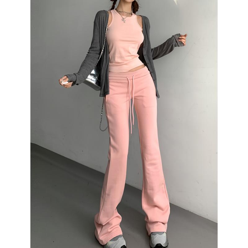 Drawstring Flare Leg Pants, Casual Forbidden Pants For Spring & Summer, Women's Clothing