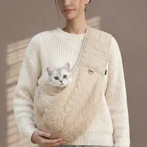 Cozy Hug Pet Carrier Bag, Safety Tether Hands-Free Shoulder Bag, Adjustable Strap, Fits Pets10–12 lb Adjustable Strap 68–80cm