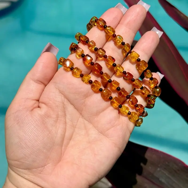 Natural Baltic Amber Nugget Beaded Stretch Bracelet Handmade Jewelry for Women & Girls Authentic Baltic Amber Beads