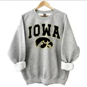 Iowa Hawkeye Logo Football Sweatshirt, Unisex Cotton Crewneck Sweatshirt For Men and women
