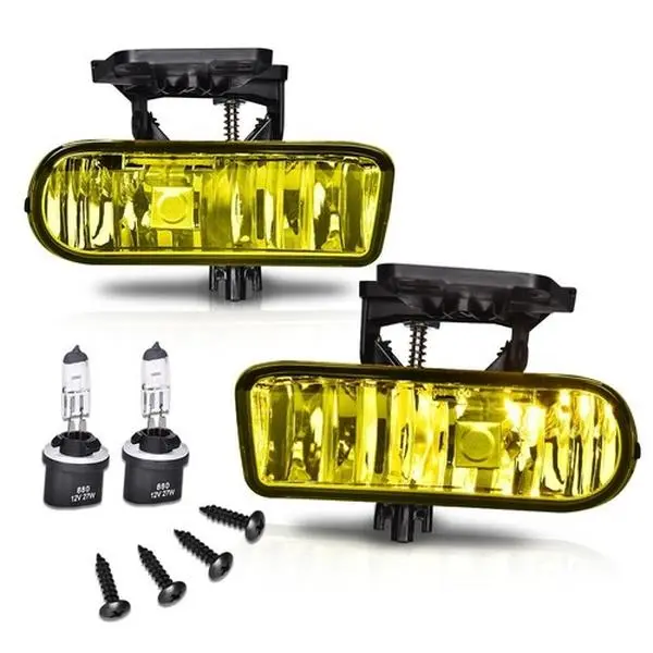 Fit For 99-02 GMC Sierra 00-06 Yukon Yellow Lens Bumper Fog Lights Driving Lamps