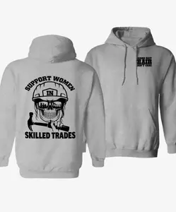Welding Support Women Skilled Trades Hoodie – Women in Skilled Trades Hoodie - Welding Skull Graphic Pullover