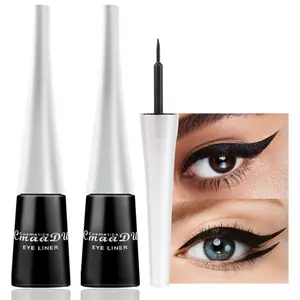 2Pcs Black & Black Liquid Eyeliner Colorful Set Waterproof Colored Color Eye Liners for Women Stamps Shapes for Eyes delineadores de colores para ojos delineador de ojos contra el agua 13&13