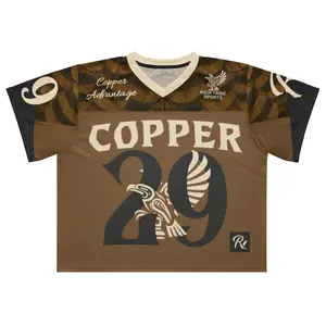 “The Copper Advantage” Niiji Elite Performance Men’s Boxy football jersey- Black Indigenous Streetwear, American Indian Jersey, Eagle Feather Design, Copper Eagle Design Jersey, Rich Tribe America Fashion, All over Print, Copper Indian Style