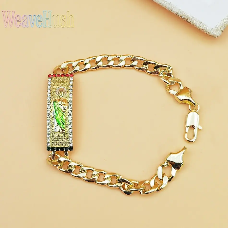 New High-Quality Saint Jude Cuban Chain Bracelet - Religious Faith Charm Fashion Jewelry Accessories for Women, Ideal Gift for Mother's Day, Church Occasions