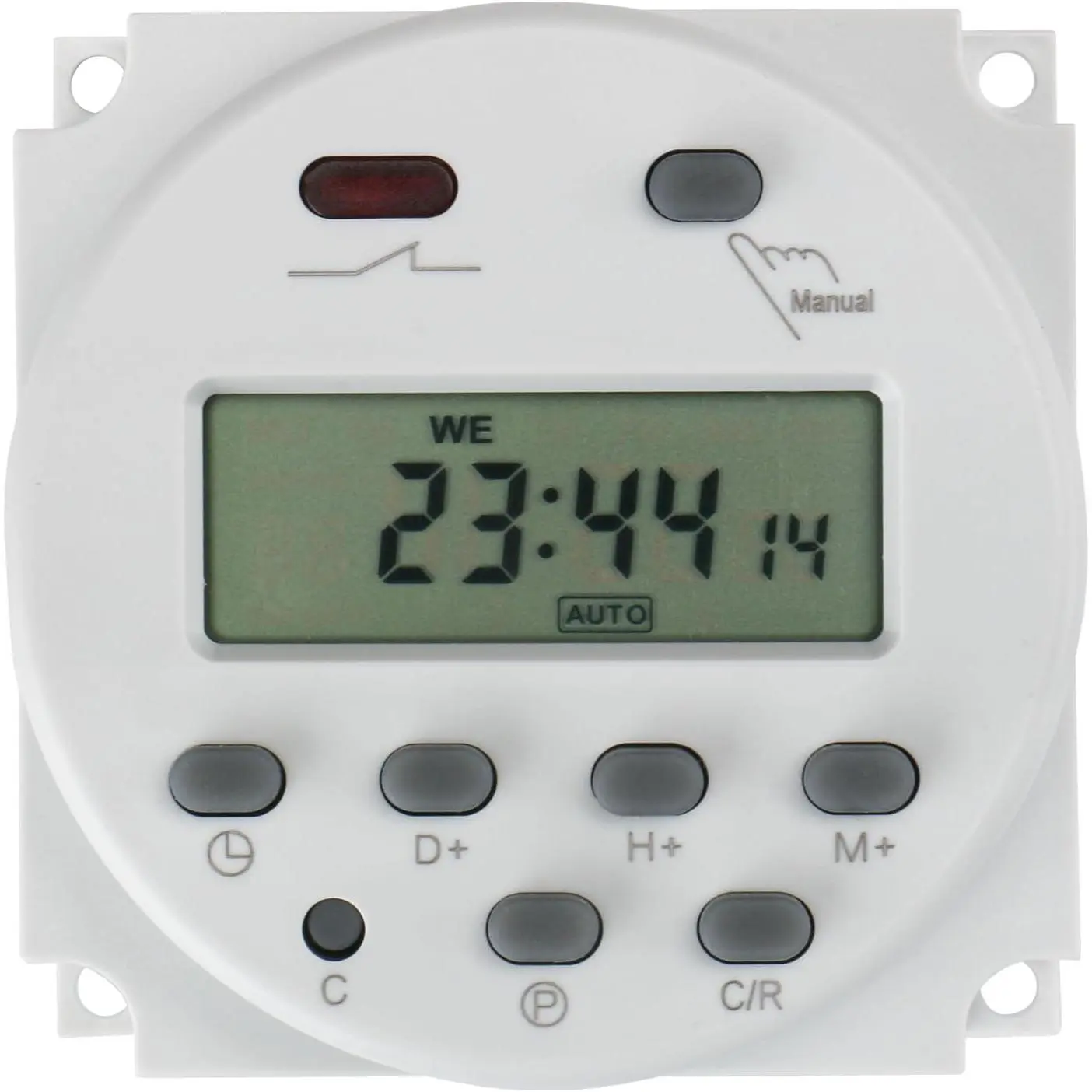 CN101A Digital LCD Timer Relay - Programmable Plastic Body Control Switch, 110V AC Input, 200-250V AC 16A Capacity Output, Memory Backup, Non-Rechargeable Batteries, 60days Function, -10 to +40°C Operating Temp, Indoor Home Improvement Electrical Part