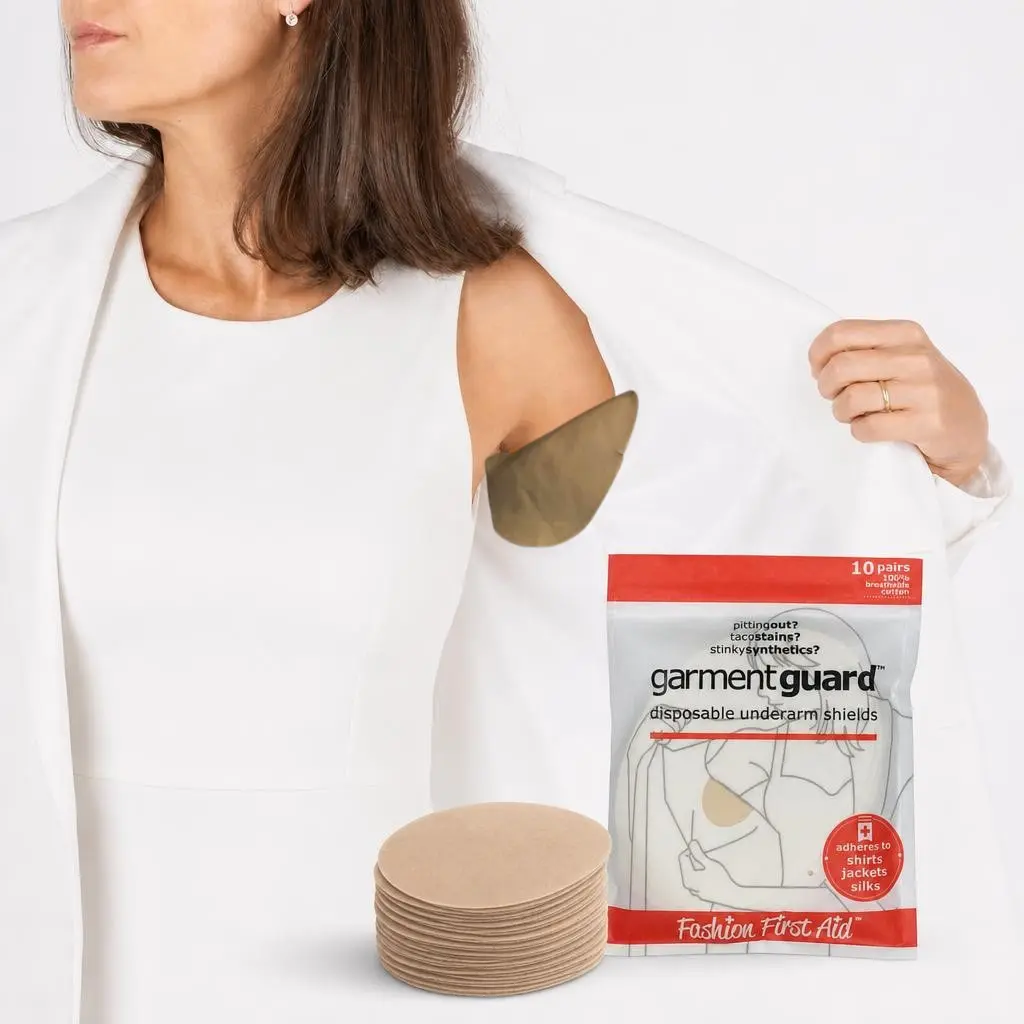 Garment Guard Adhesive Cotton Underarm Sweat Pads for Women & Men