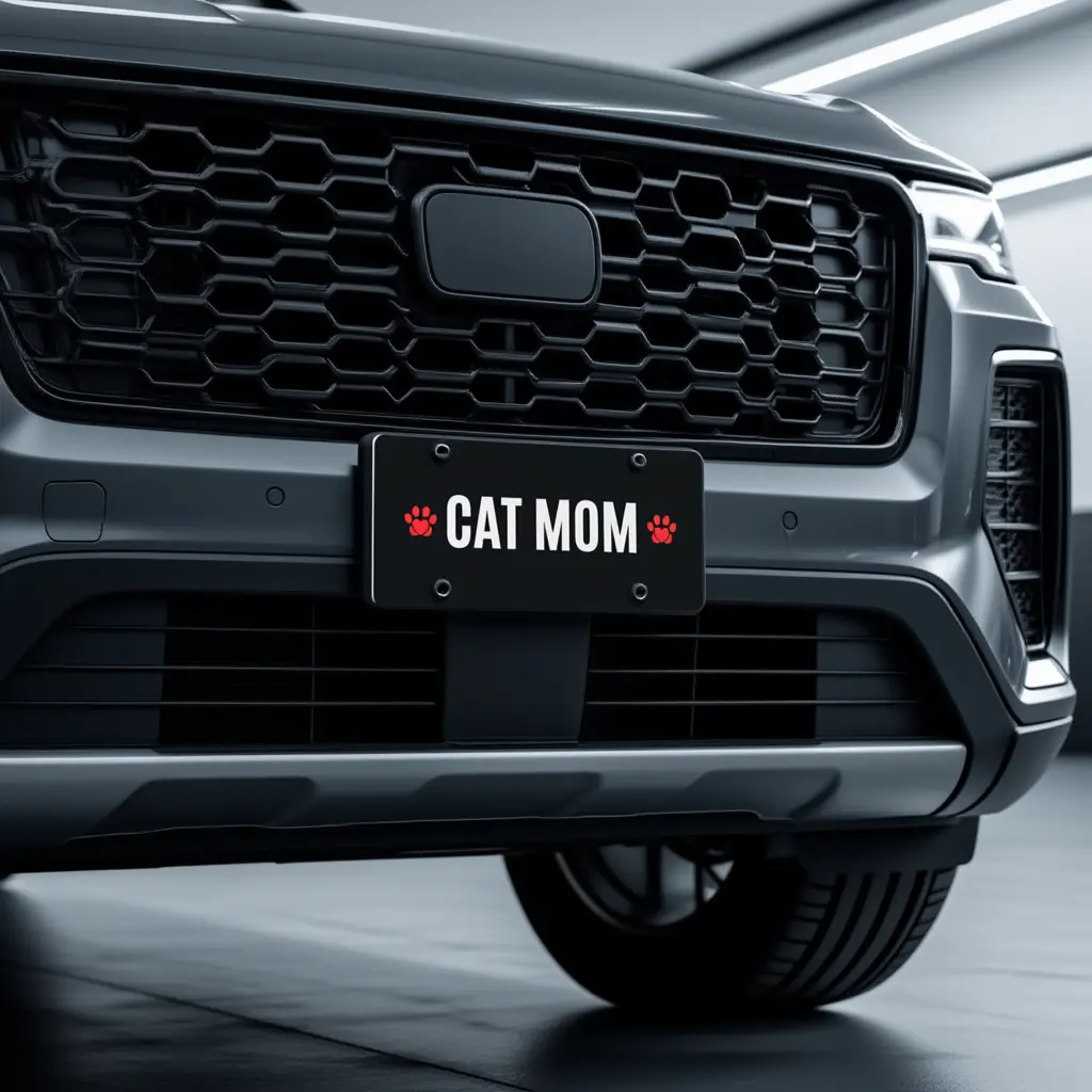 Cat Mom Vanity Plate | License Plate with Paw Prints