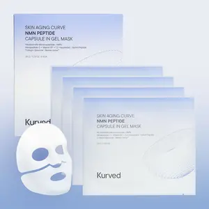 Kurved NMN Peptide Capsule Gel Mask (35 g/1.23 oz, 4 Count) | Firming, Lifting, Anti Aging, Hydrogel Mask with NMN, NAD, Peptide, Collagen infused with Liposomal capsule for Lifting & Firming, Cooling hydration, K-Beauty