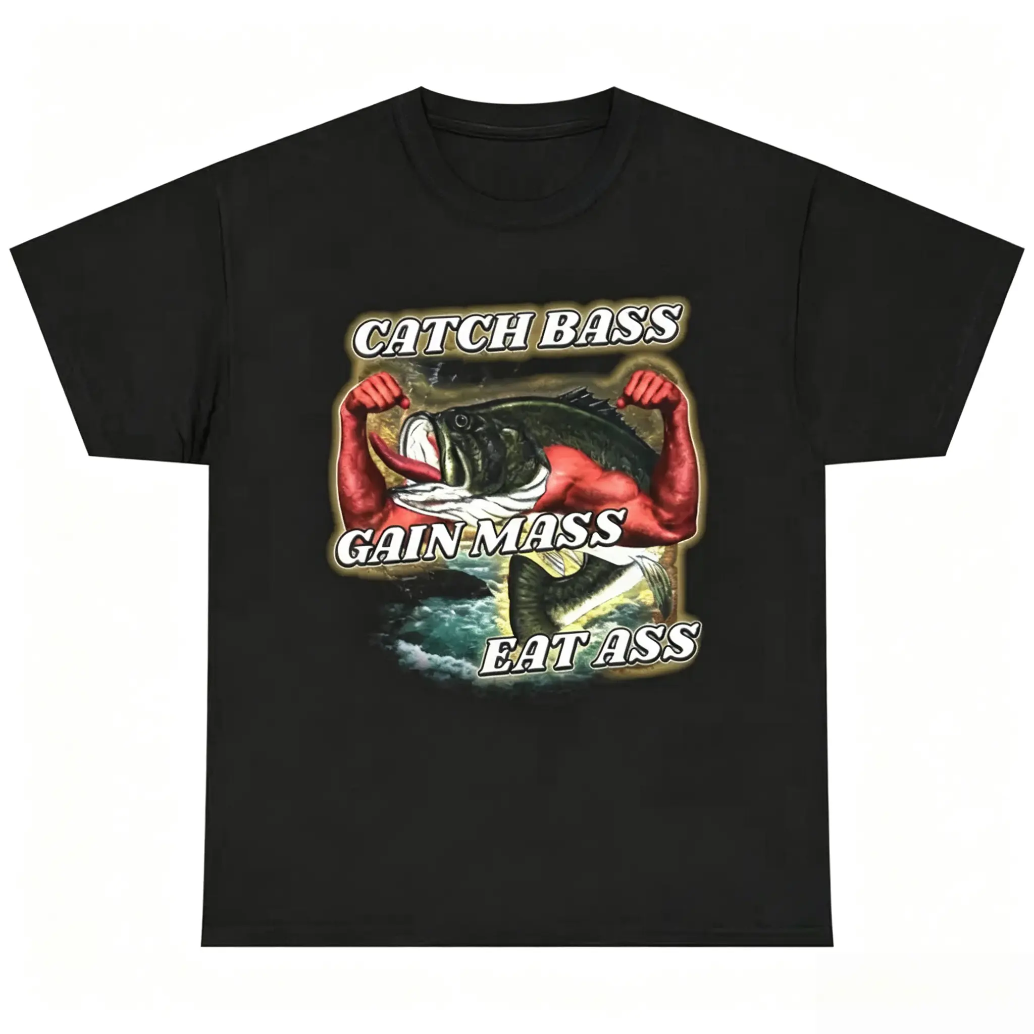 Catch Bass Gain Mass Shirt – Funny Fishing Gym Meme Tee confidence outdoor obersized loose fit women st goosebumps mother