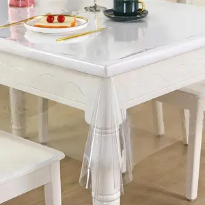 Clear Vinyl Tablecloth Rectangular 60x84 Inch,100% Waterproof Oil-Spill-Transparent PVC Table Cover,Easy to for Dinner Party