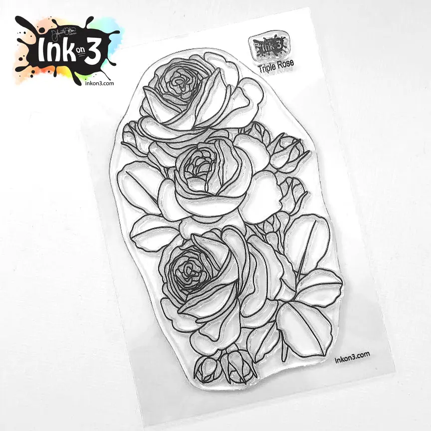 Triple Rose 4x6 Clear Stamp Set