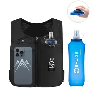 Running Water Bottle Vest Set, 2pcs Including Lightweight Breathable Hydration Vest and 470ml Soft Flask, Essential for Long Runs and Marathons