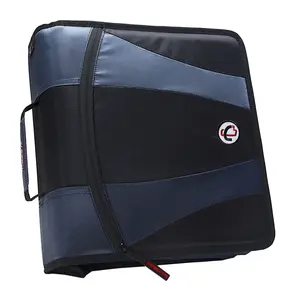 Case-It 1590366 Dual Ring Binder - 2 in., Black, Handle and Shoulder Strap, Hook and Loop Hold-Down Pages, Patented Angled Zipper, Removable Expanding 5-Tab File Folder