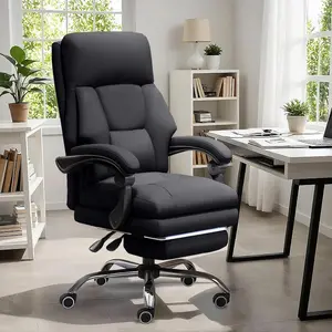 Executive Office Chair with Foot Rest Comfortable High Back Computer Gaming Chairs Lumbar Support Ergonomic Home Office Desk Chairs Big and Tall PU Leather Work Chair