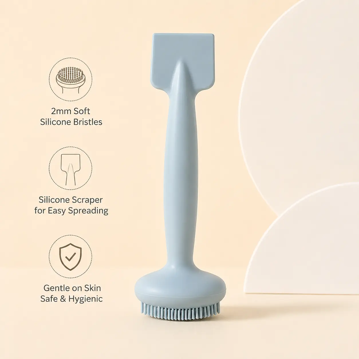 1 Piece Double-ended Silicone Facial Tool, soft bristle for pore cleansing and scraper for mask application in daily skincare